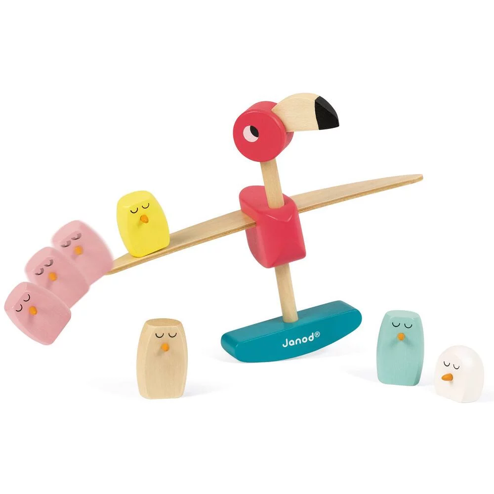 JEU D'EQUILIBRE FLAMANT ROSE EN BOIS