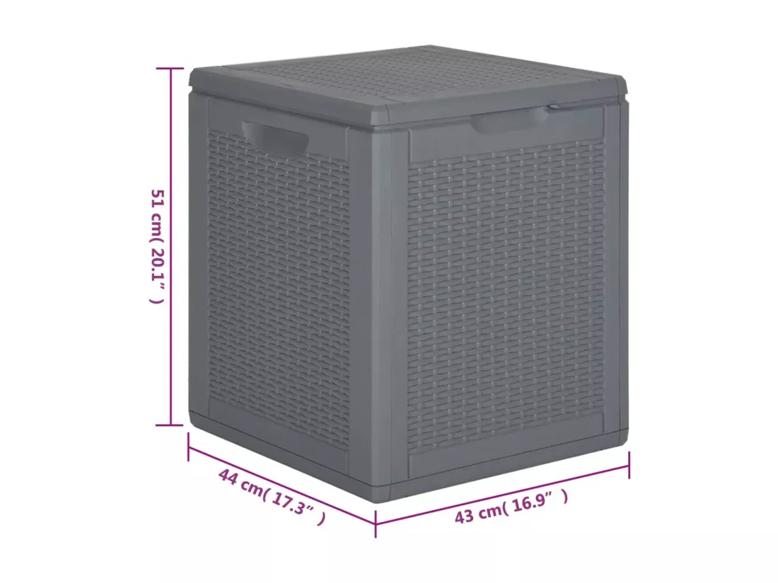 Prolenta Premium - Boîte de rangement de jardin gris PP rotin 90 L