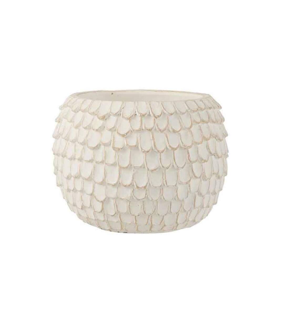 Paris Prix - Cache-pot Design feuillage Ciment 24cm Blanc