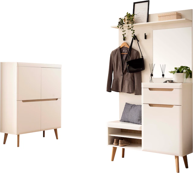 Home affaire Garderoben-Set »Torge, Garderobe mit Stauraum, Garderobenschrank im Scandic Design« Set, 2 Stk. tlg.