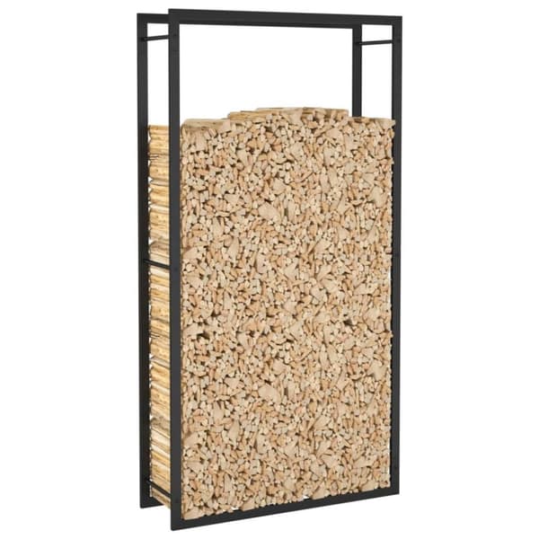 vidaXL Vedstativ matt svart 80x28x154 cm stål