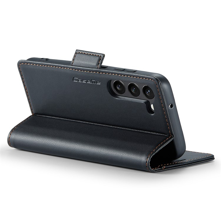 Samsung Galaxy S24 Leder Tasche Flip Wallet Etui mit Kartenfächern Litchi Look (RFID Schutz) - Schwarz