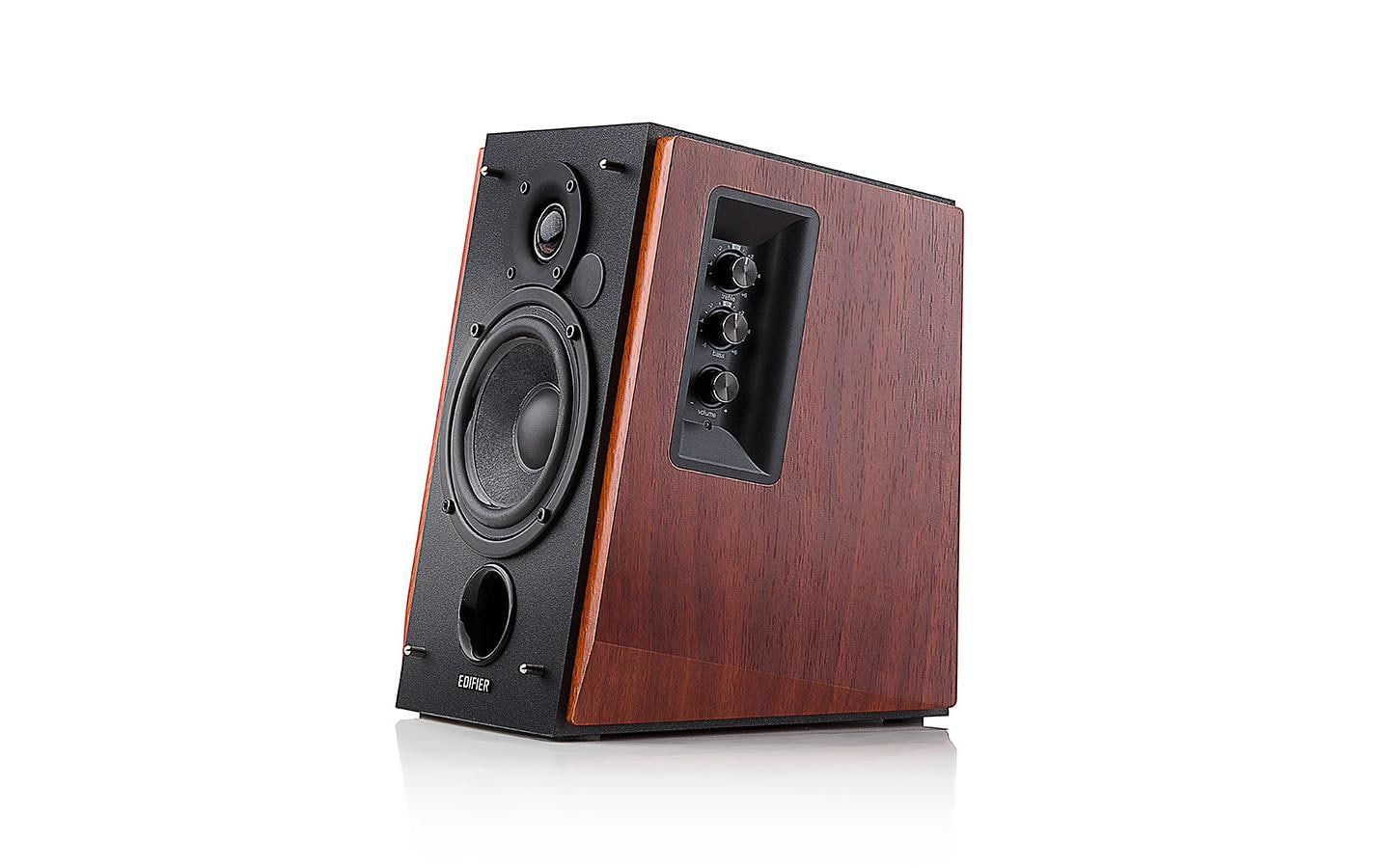 Regallautsprecher Paar R1700BT Braun<br>Aktive 2.0 Regallautsprecher mit viel Leistung, Bluetooth und 2x Cinch-Eingängen
