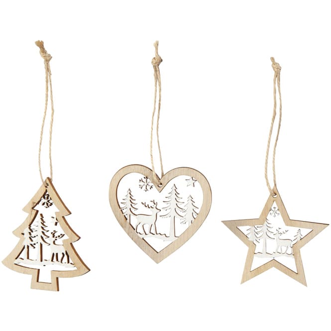 Dekohänger - Weihnachten - aus Holz - ca. 7 cm - 9 Stück