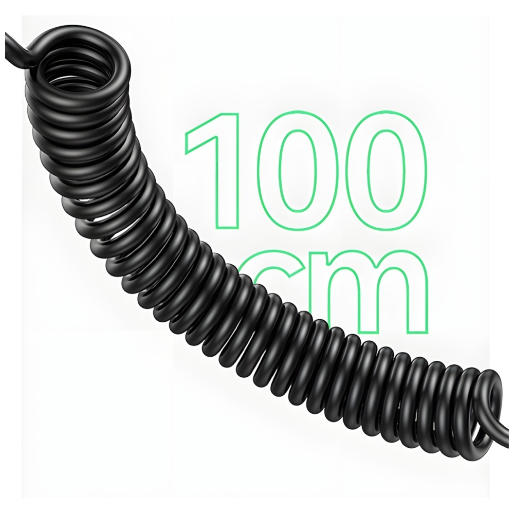 (60W) USB C / USB A Auto KFZ Ladegerät Car Charger für Zigarettenanzünder mit USB C Spiral Ladekabel (USA001245) - Schwarz