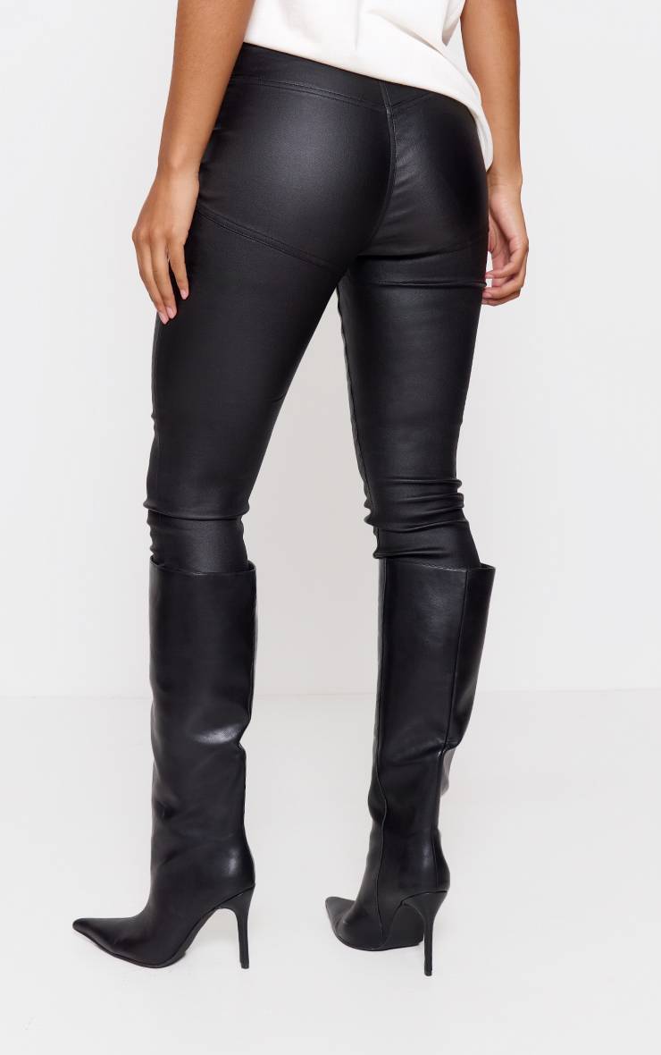 Noir Jean Skinny Enduit Coupe Sablier