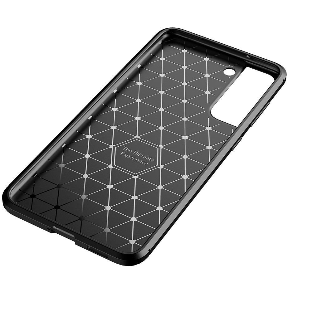 Samsung Galaxy S21 FE 5G Gummi Case Schutzhülle mit Air Cushion Fallschutz im Carbon Look - Schwarz