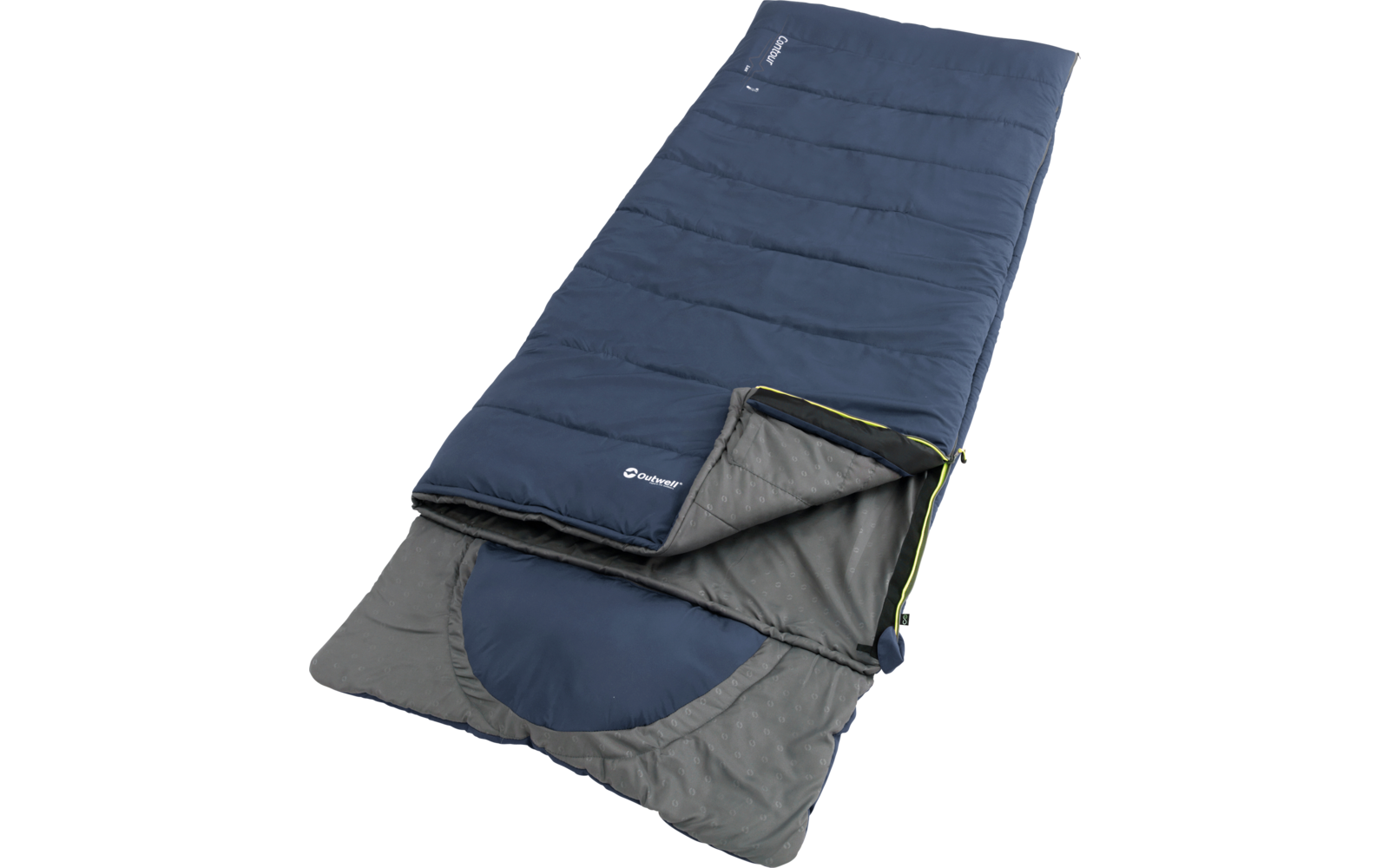 Outwell Contour Lux Deep Blue Deckenschlafsack wendbar 220 cm Reißverschluss links