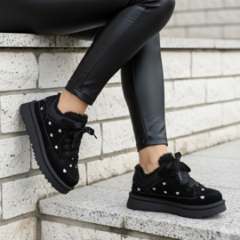 Little hearts chunky sneakers - zwart