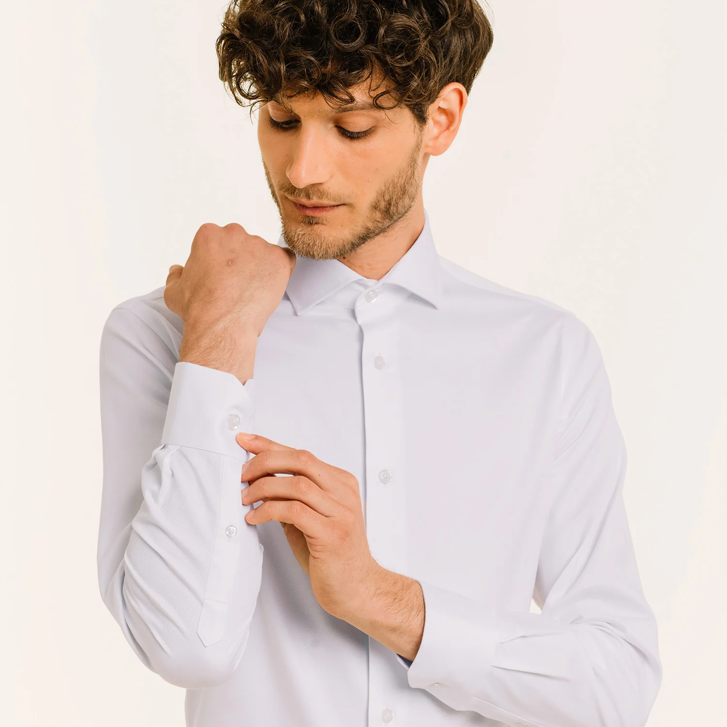 White double-twisted dobby shirt