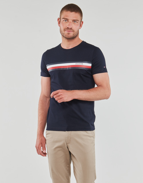 Tommy Hilfiger - RWB MONOTYPE CHEST STRIPE TEE - Marine