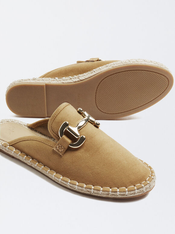 Mules com fivela de juta - Bege