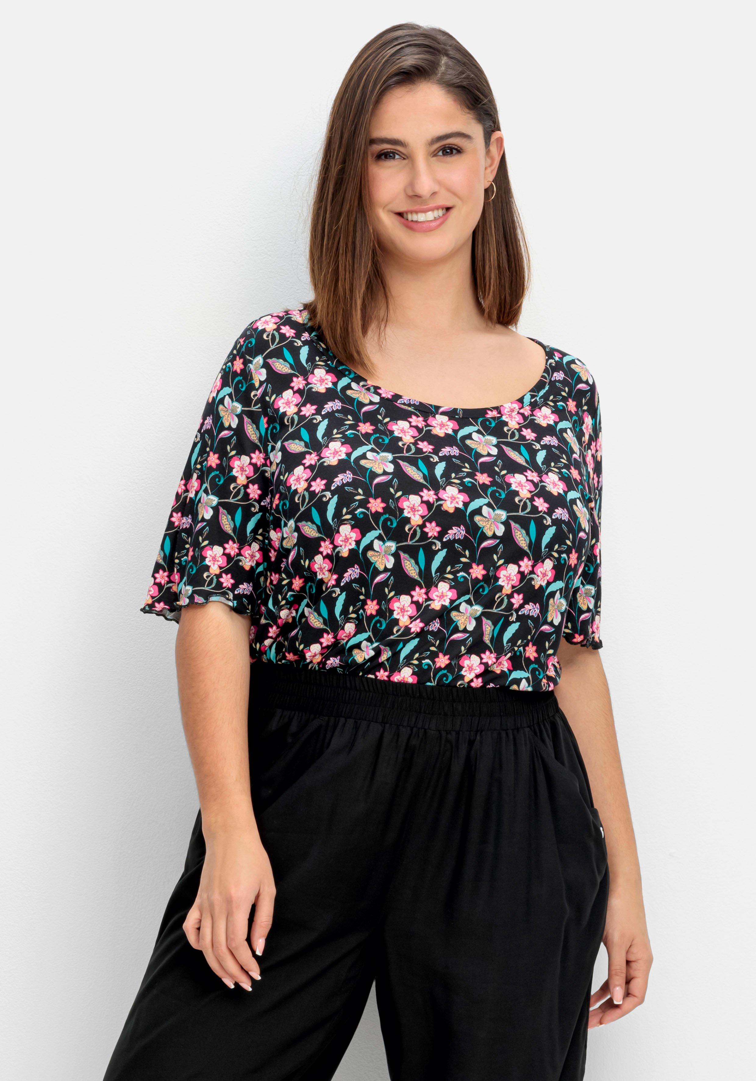 Shirt mit Blumendruck und Cut-out im Rücken