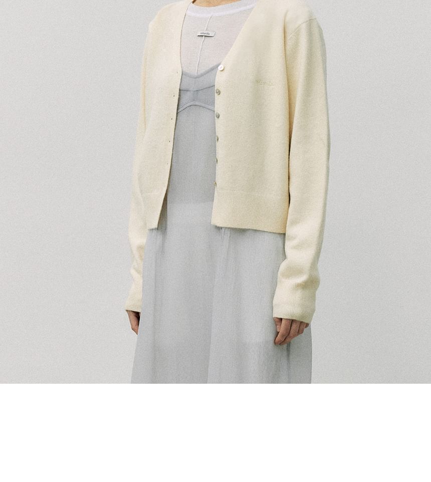 rolarola - V-hals crop gebreid vest (crème)
