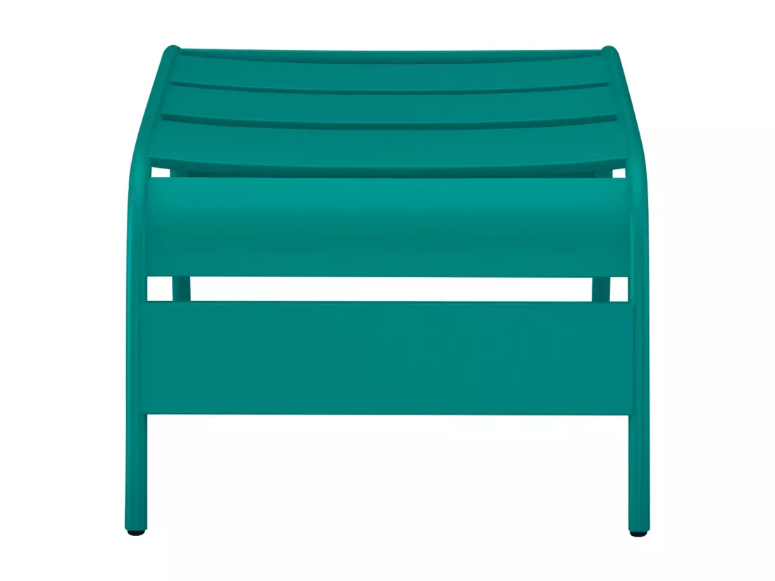 Fauteuil bas de jardin empilable + repose pied en métal - Bleu canard - MIRMANDE de MYLIA