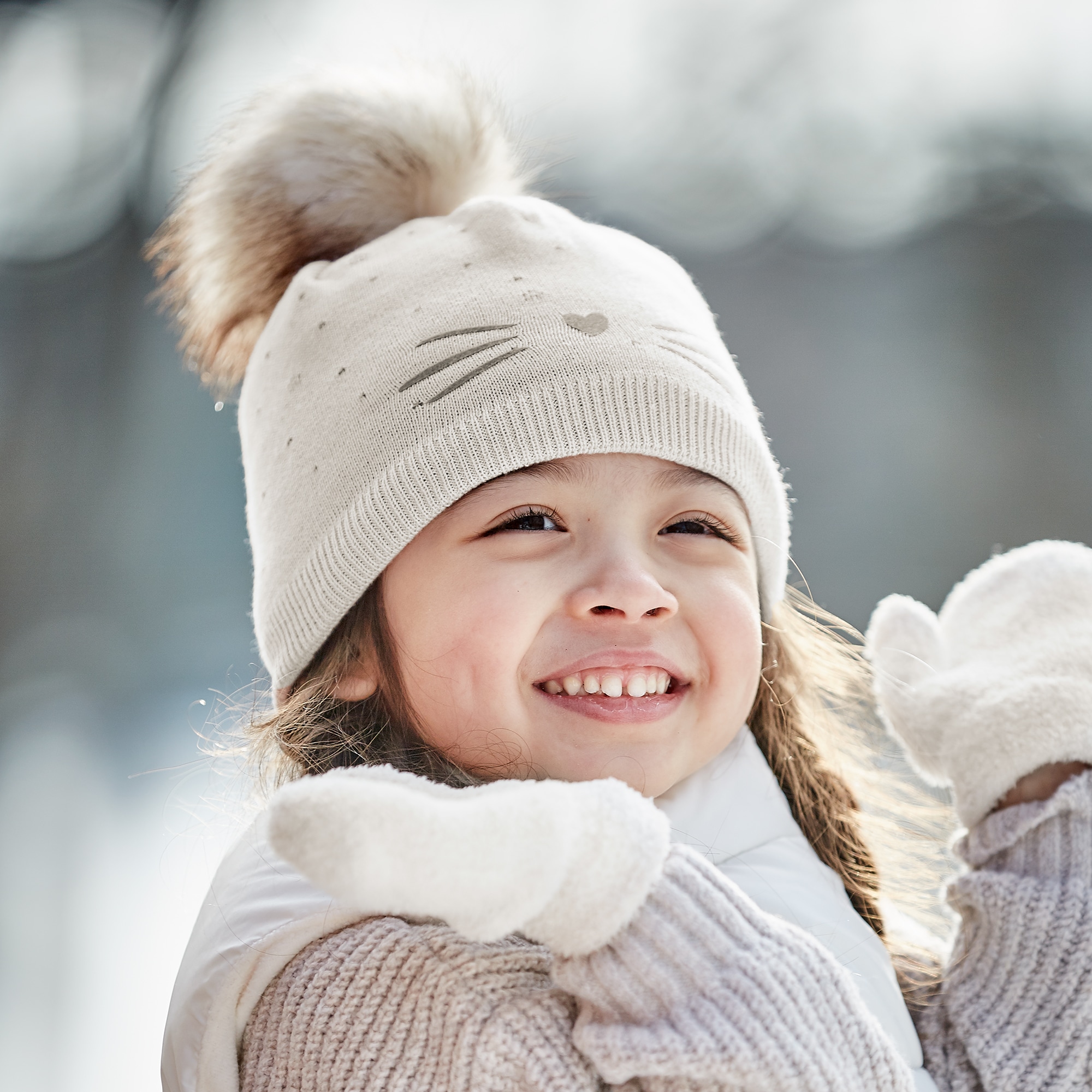 MAXIMO Beanie , mit Bommel, mit Stickerei, zweifarbig, wärmend