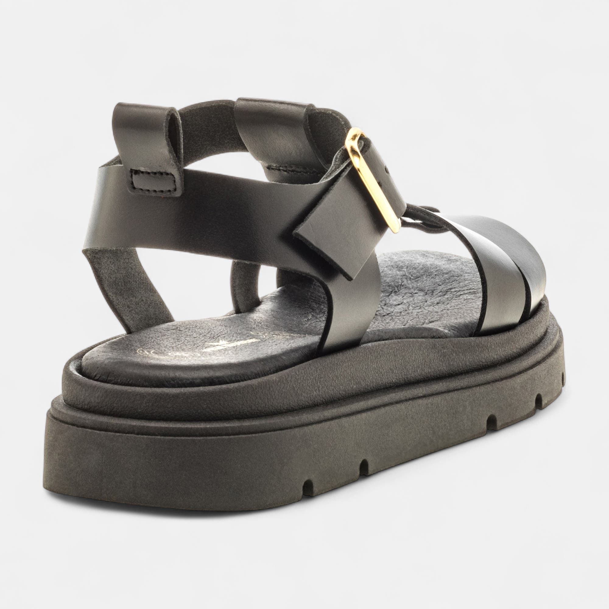 Sandales Femme en cuir noir