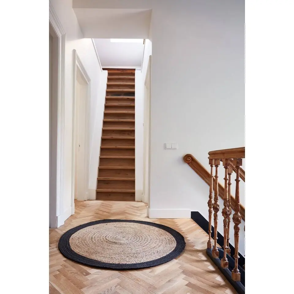 EVA Interior Vloerkleed Jute Rond - Naturel/Antraciet - 200 Ø