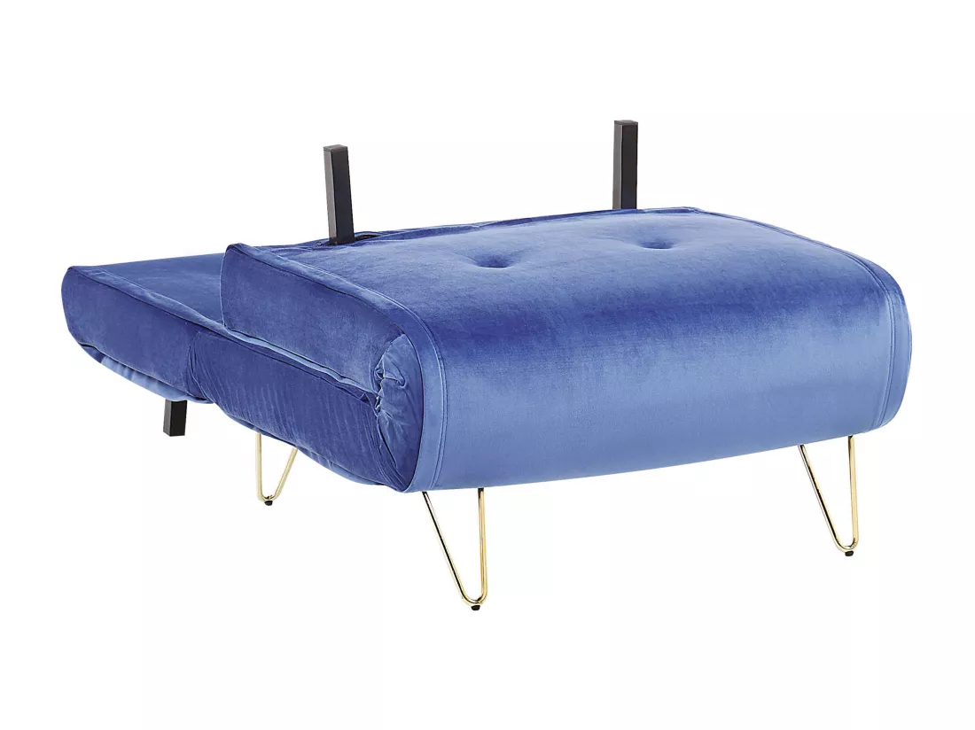 Banquette convertible 1 place en velours bleu marine VESTFOLD