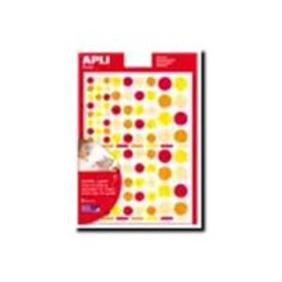 Apli - 6 feuilles gommettes rondes - orange/rouge