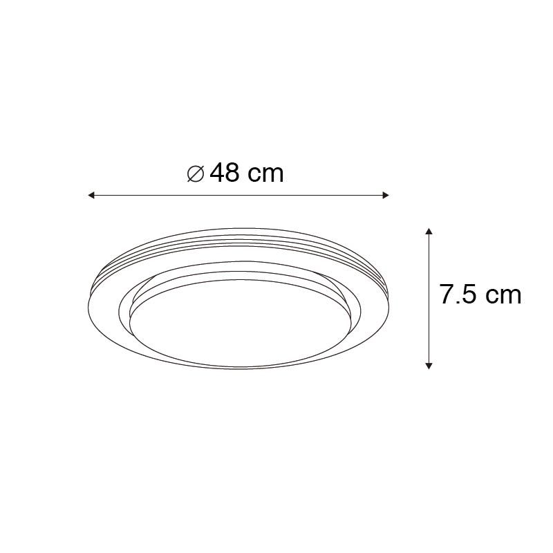 Smart plafondlamp wit 48 cm incl. LED en dimmer RGB - Jochem