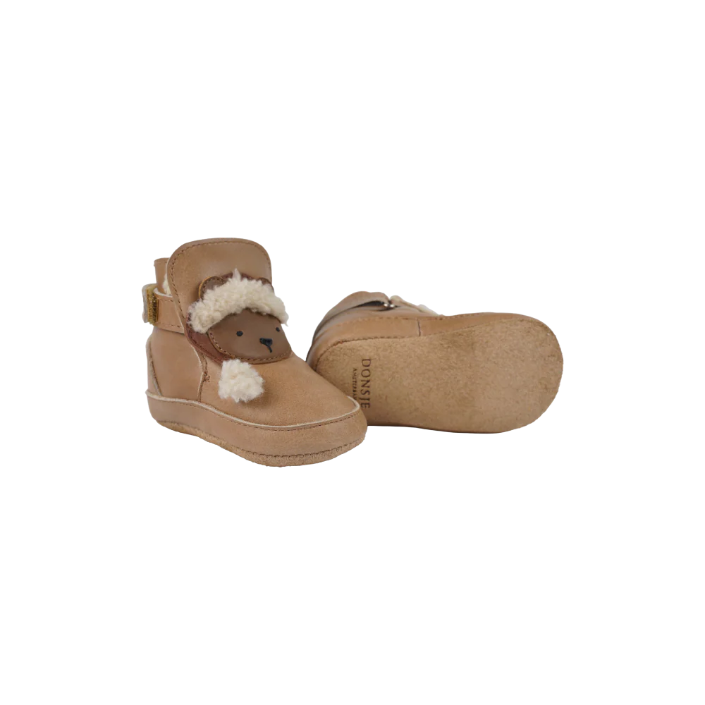 Aggas Booties | Christmas Bear | Nutmeg Leather