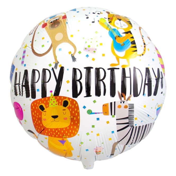 Folienballon - Happy Birthday - Tiere - Ø = ca. 45 cm