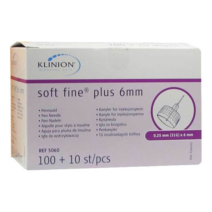 Klinion Soft fine plus Kanülen 6mm 31G 0,25mm, 110 St