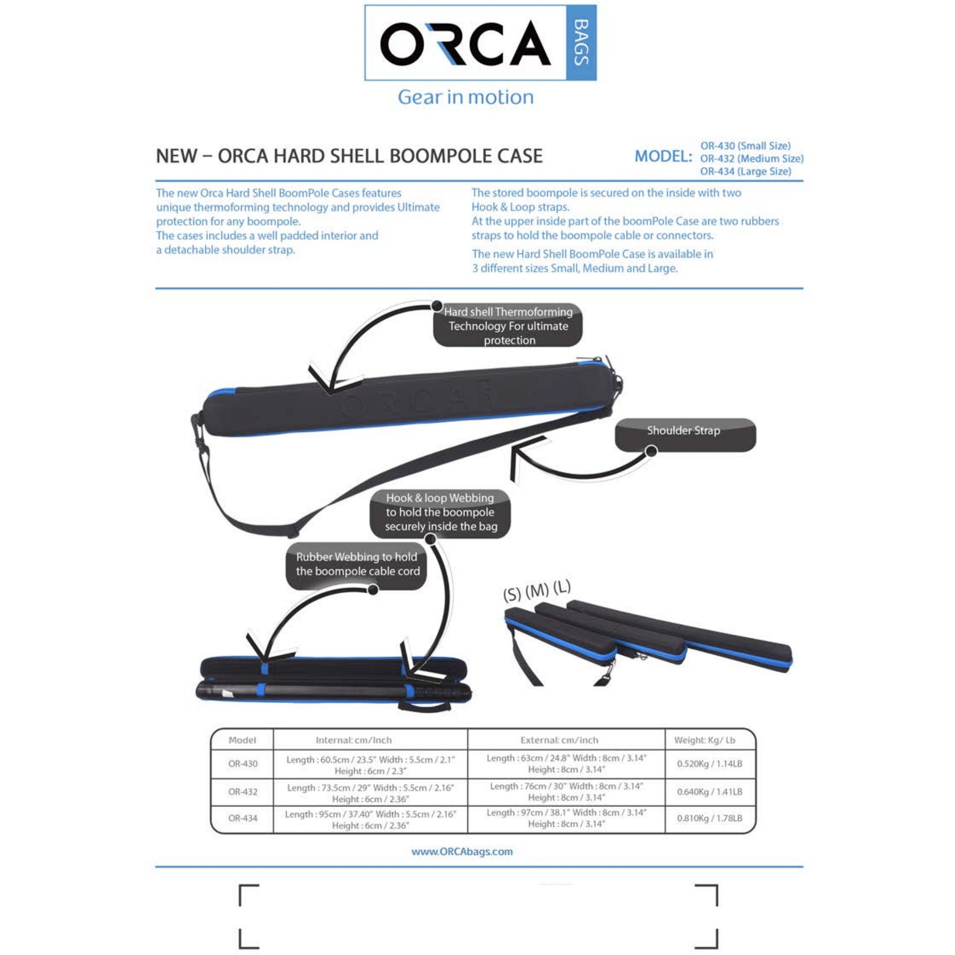 Orca Bags OR-430 Hard Shell Case voor boom pole small