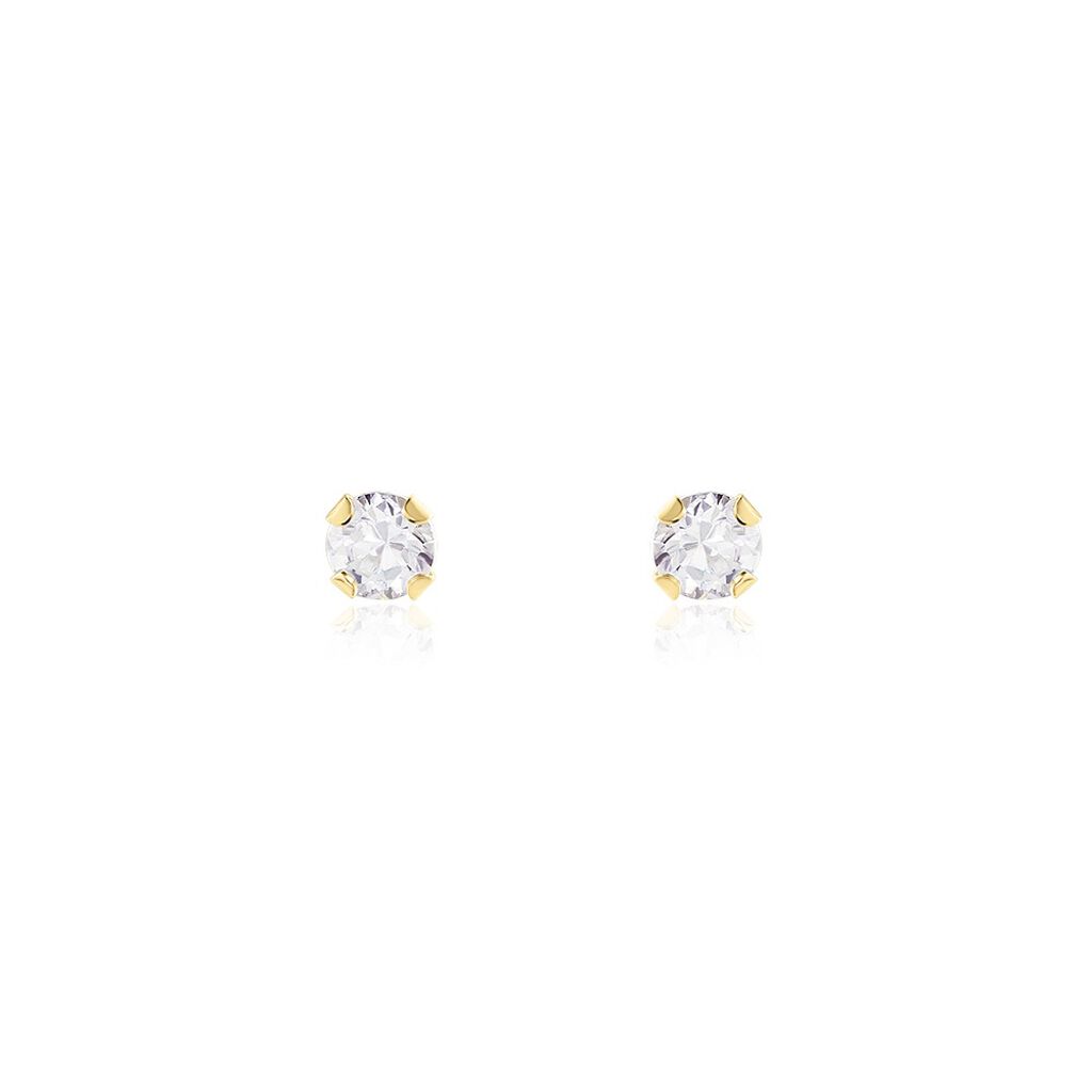 Boucles D'oreilles Puces Pepita Or Jaune Oxyde De Zirconium