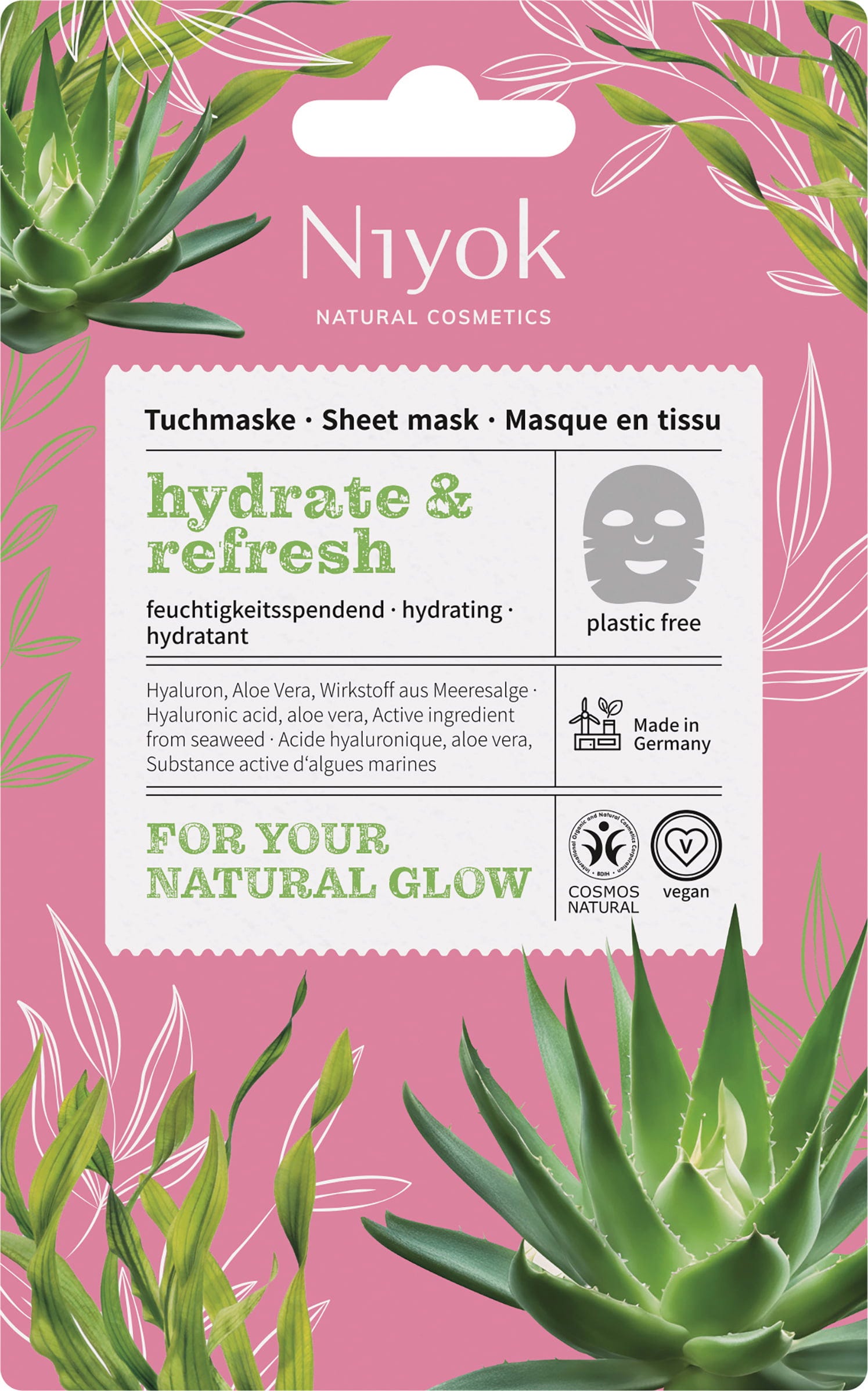 Niyok  Feuchtigkeitsspendende Tuchmaske Hydrate & Refresh, 10 ml