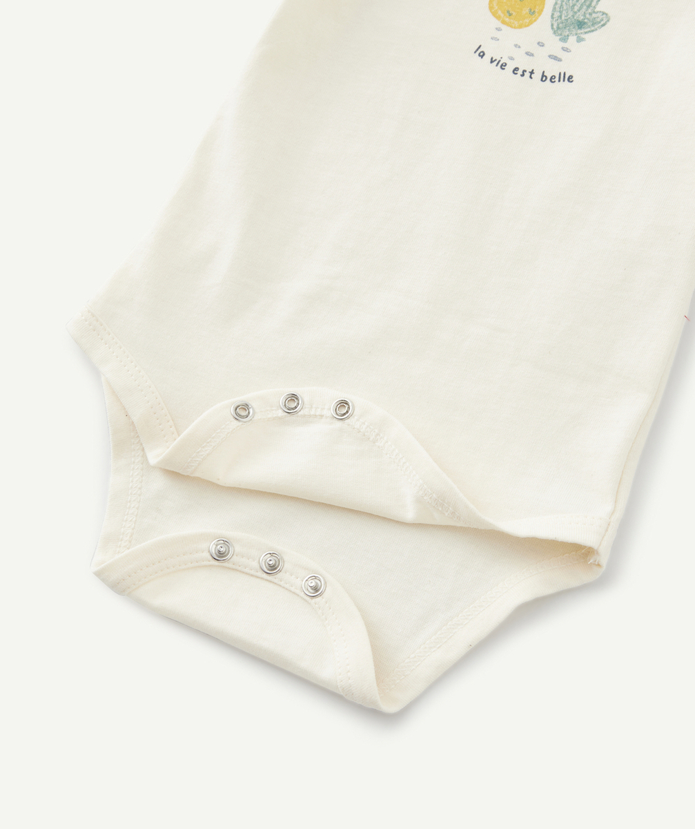 LOT DE 3 BODIES BÉBÉ EN COTON BIO IMPRIMÉ COLORÉ ET UNI
