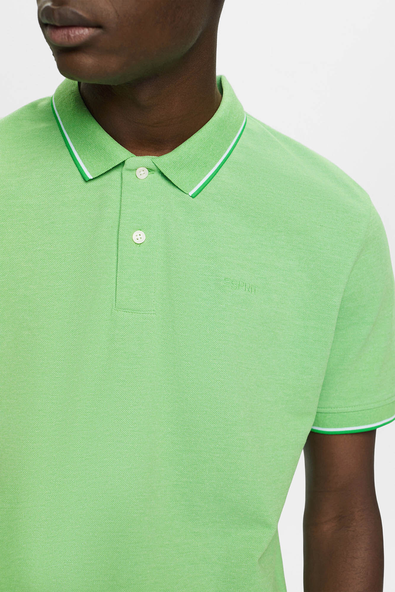 Camisa polo de piqué de algodão de manga curta - Verde