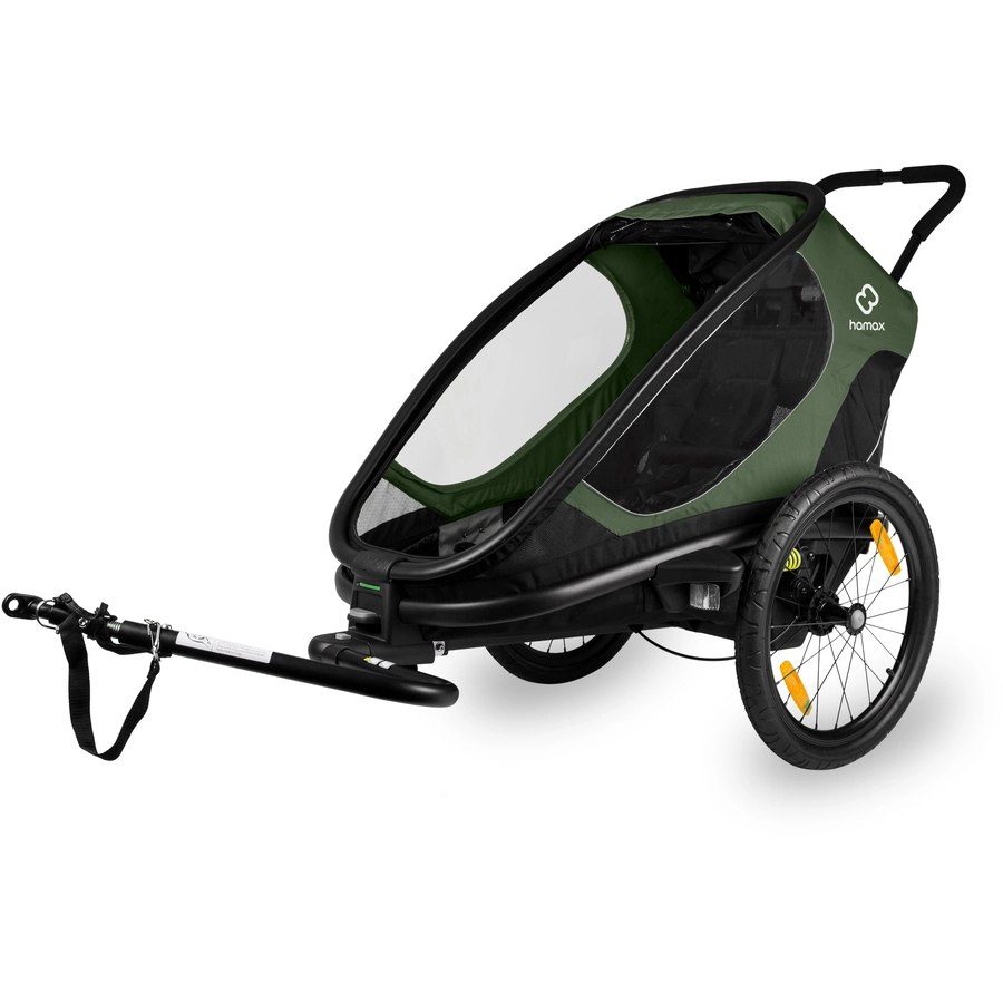 hamax Kinderfahrradanhänger Outback ONE mit Rückenlehnenverstellung GreenBlack