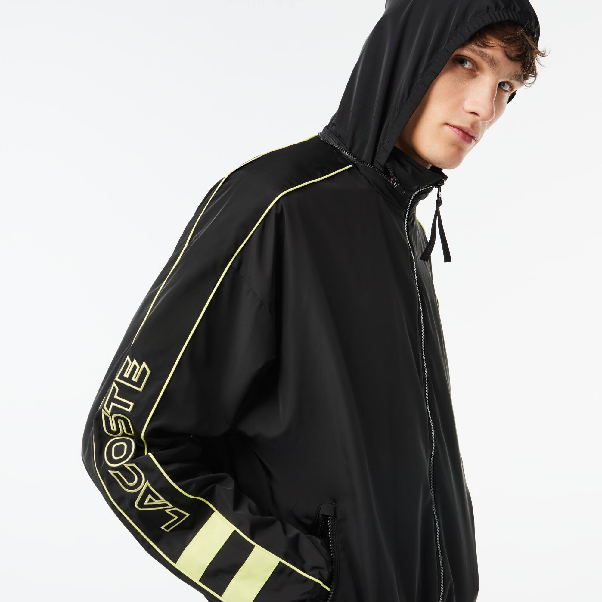 Wasserfeste Taft-Sportjacke mit Kontrast-Detail Jacken & Mäntel - Schwarz - Lacoste - Herren