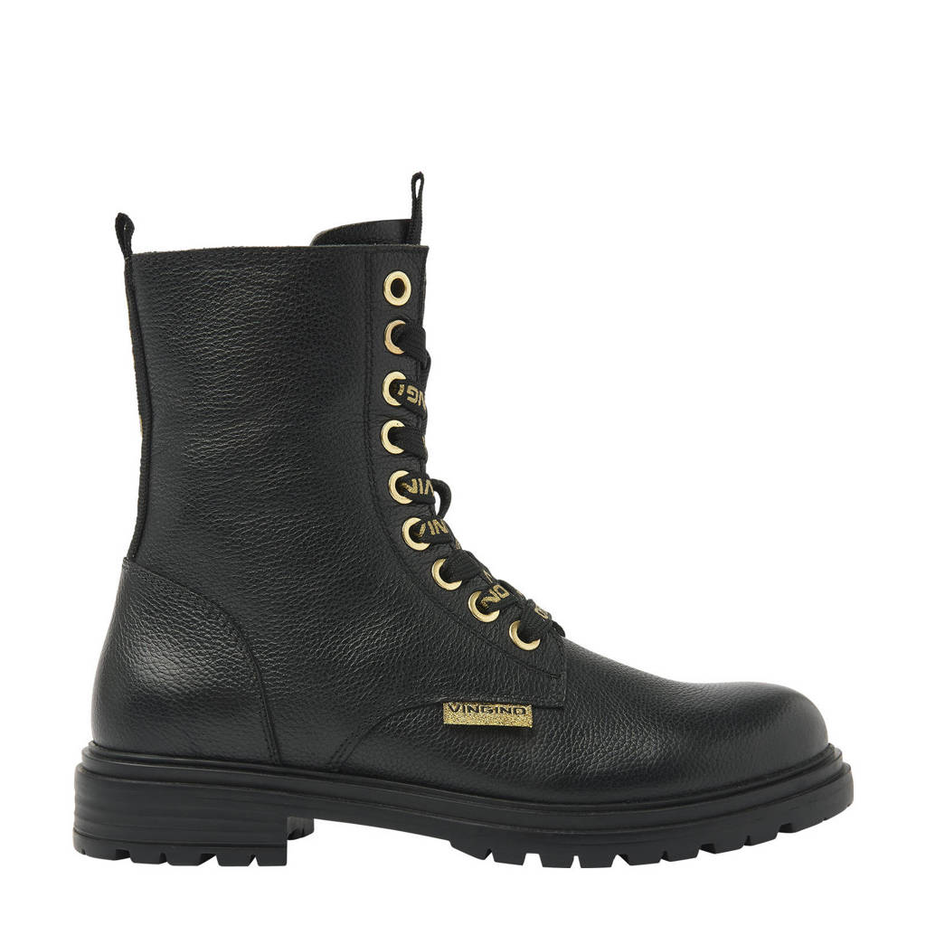 Vingino Julialeren veterboots zwart