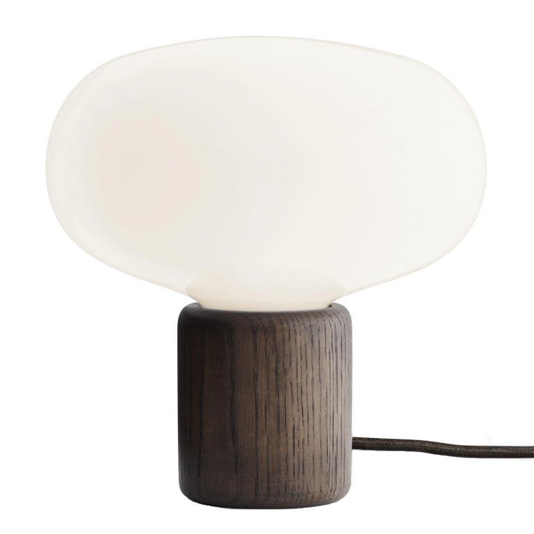 New Works Karl-Johan tafellamp smoked oak, white opal glass