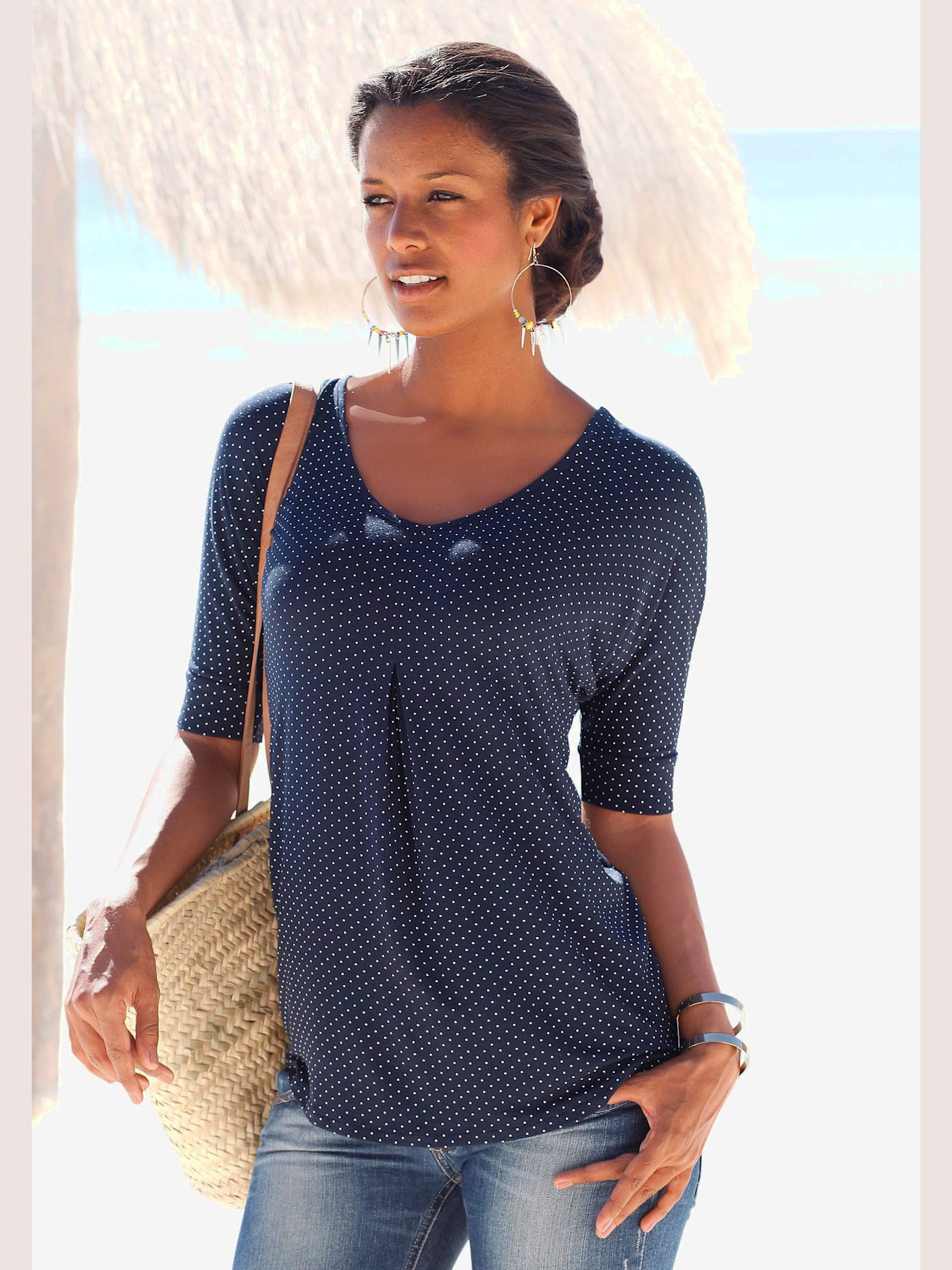 T-shirt lascana avec joli imprimé à pois