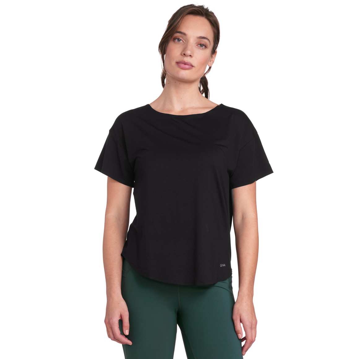 Gina Sports Damen Sport T-Shirt unifarben schwarz