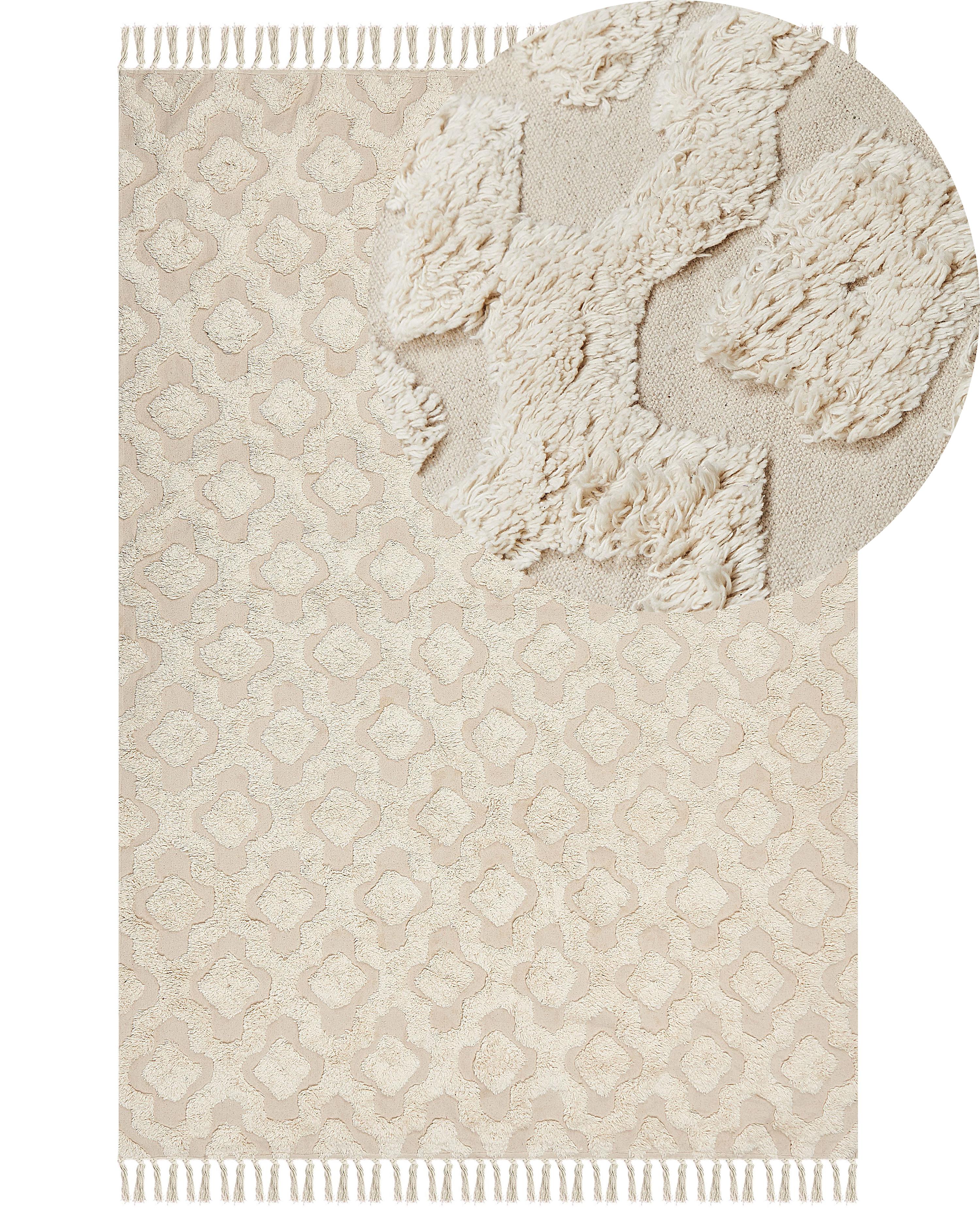 Vloerkleed AKSARAY Beige 160 x 230 cm Katoen