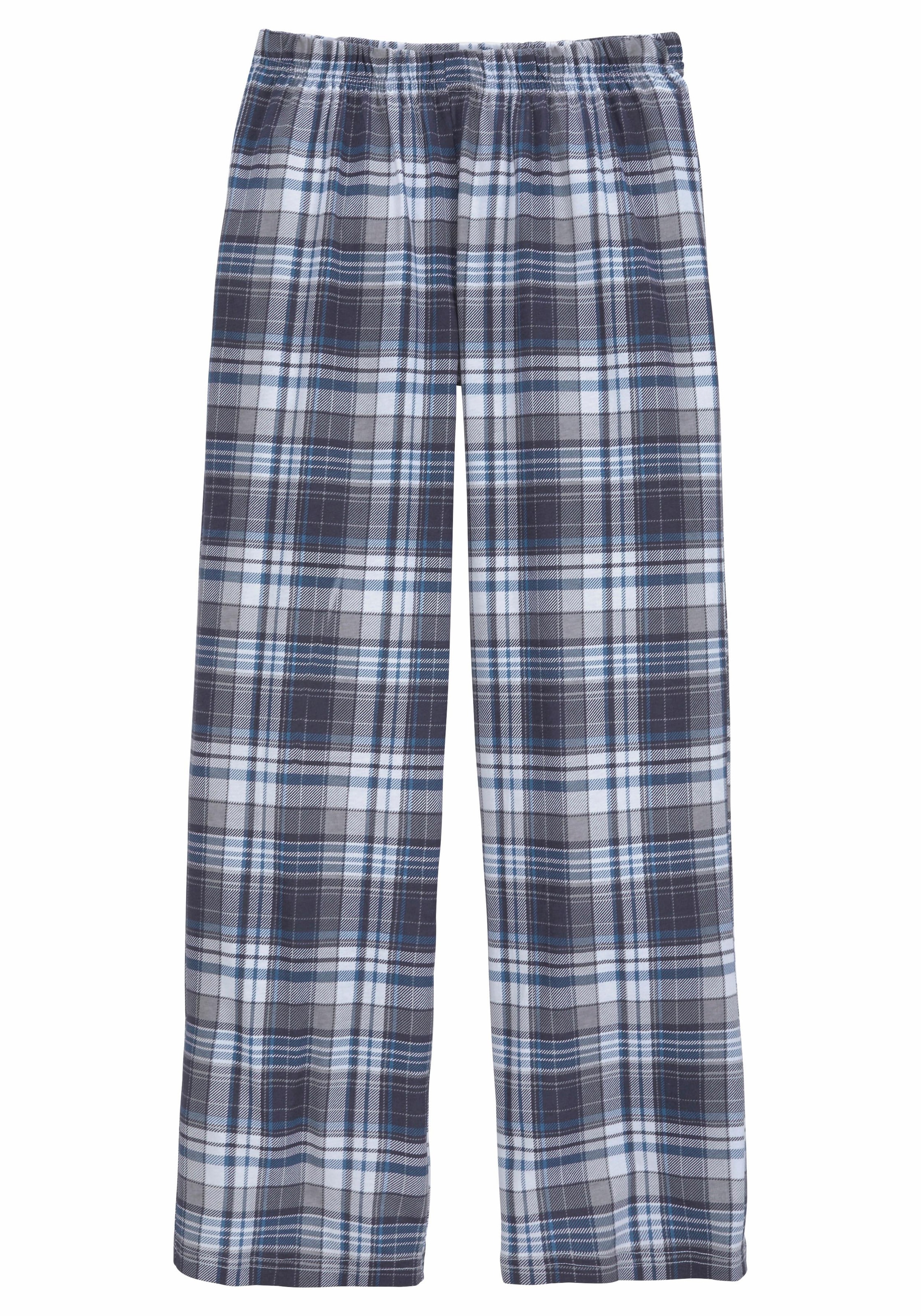 le jogger® Pyjama Packung, 2 Stück, 4 Stk. tlg., Schlafanzug in langer Form, Hose 1x uni und 1x kariert