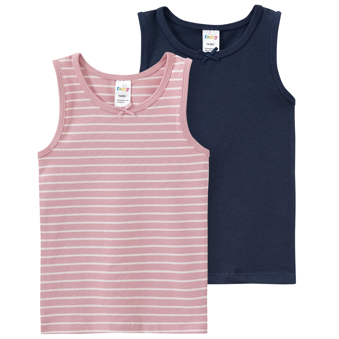 Famy 2 Baby Unterhemden rosa / dunkelblau