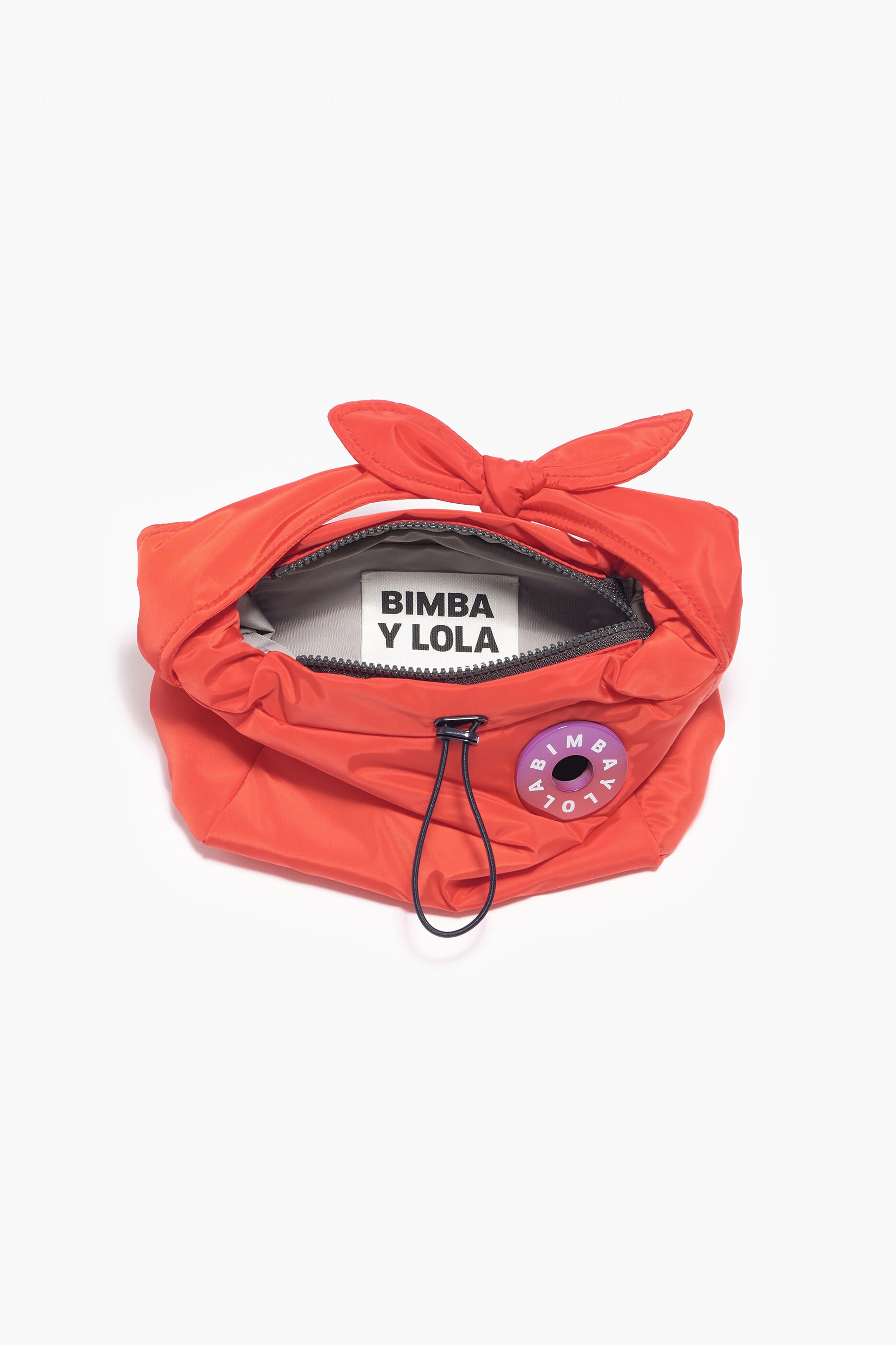 Bolsa hobo pequena de nylon, vermelha