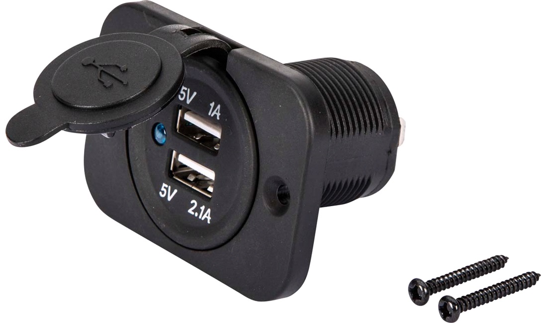 2 ports USB udtag til montering 1A +2,1A