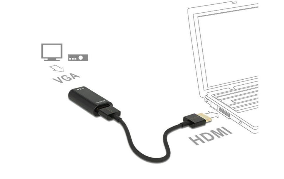 Adapterkabel HDMI, VGA Metalgehäuse, SchwarzZum Anschluss eines VGA-Monitors über HDMI