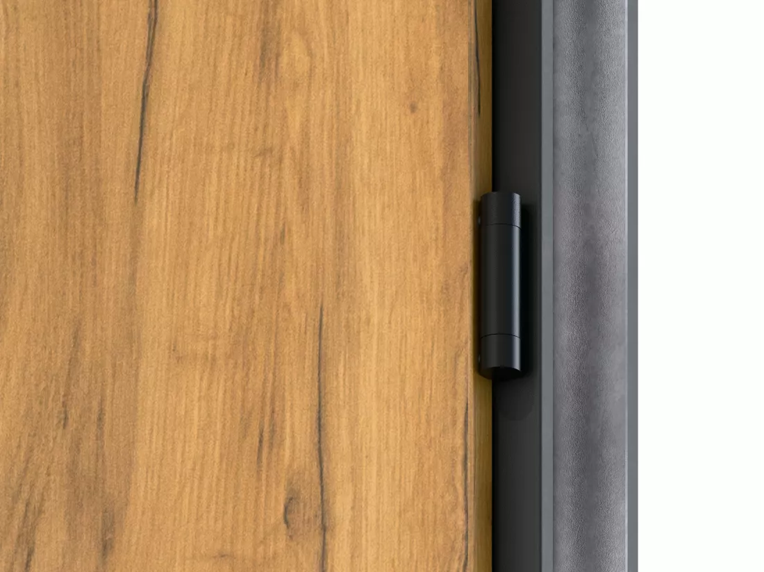 Porte d'entrée pleine en acier H207 x L100 cm - Effet chêne avec rayures noires - poussant gauche - COBRITA