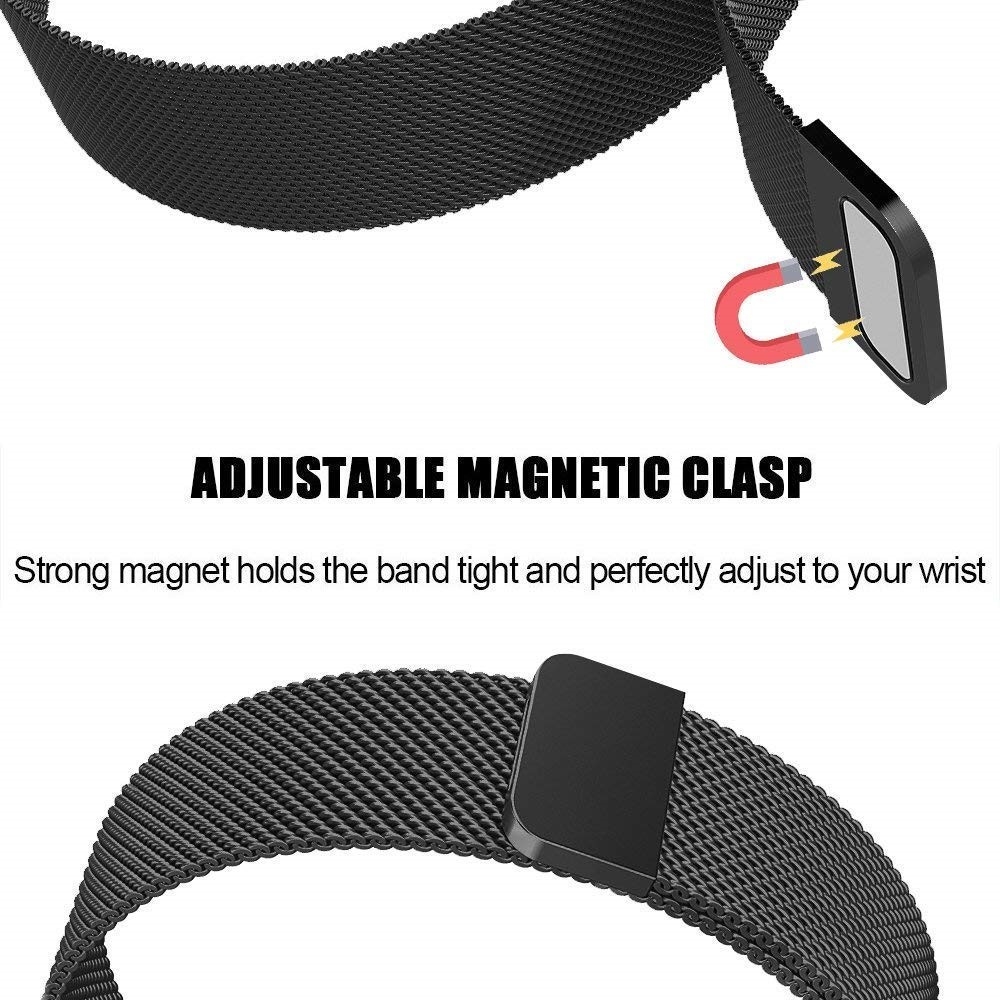 Fitbit Charge 4 / 3 Edelstahl Magnet Armband Milanaise (Grösse S) - Schwarz