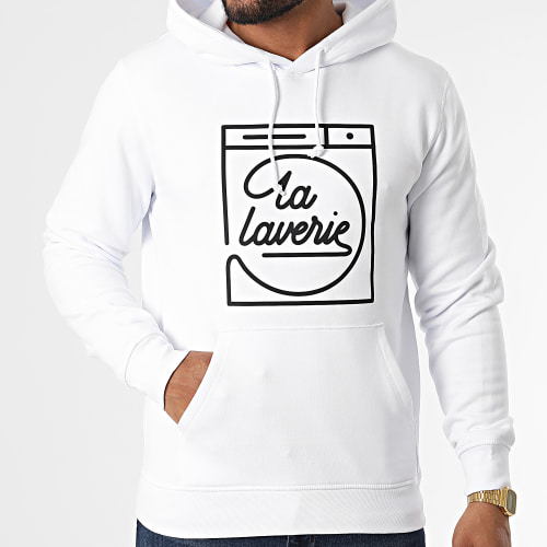 Sweat Capuche La Laverie Blanc Noir