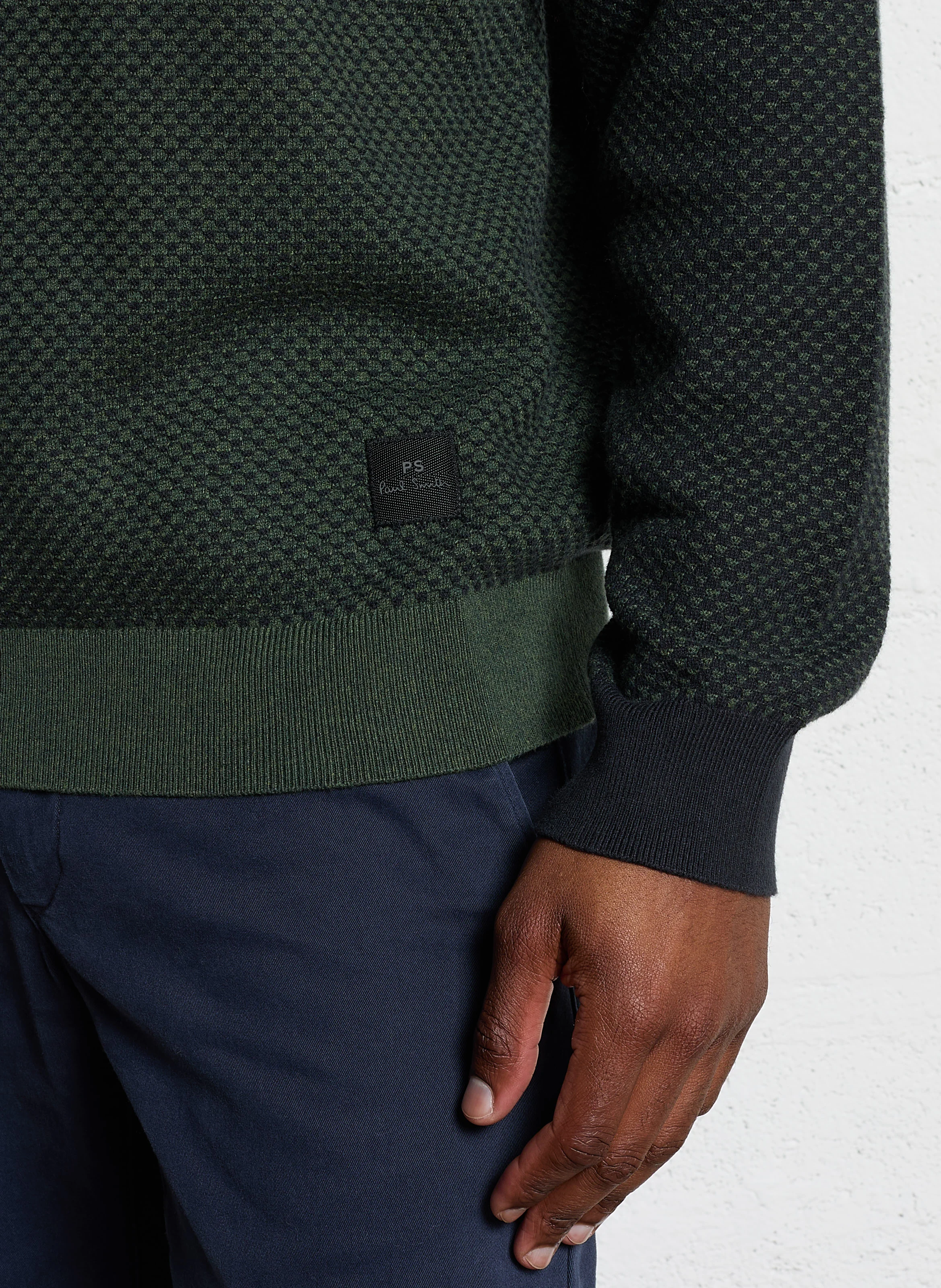 Pull col rond en coton mélangé | Vert
