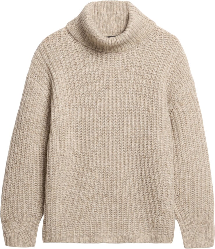 Superdry BRUSHED RIB SLOUCH NK JUMPER Light sand twist